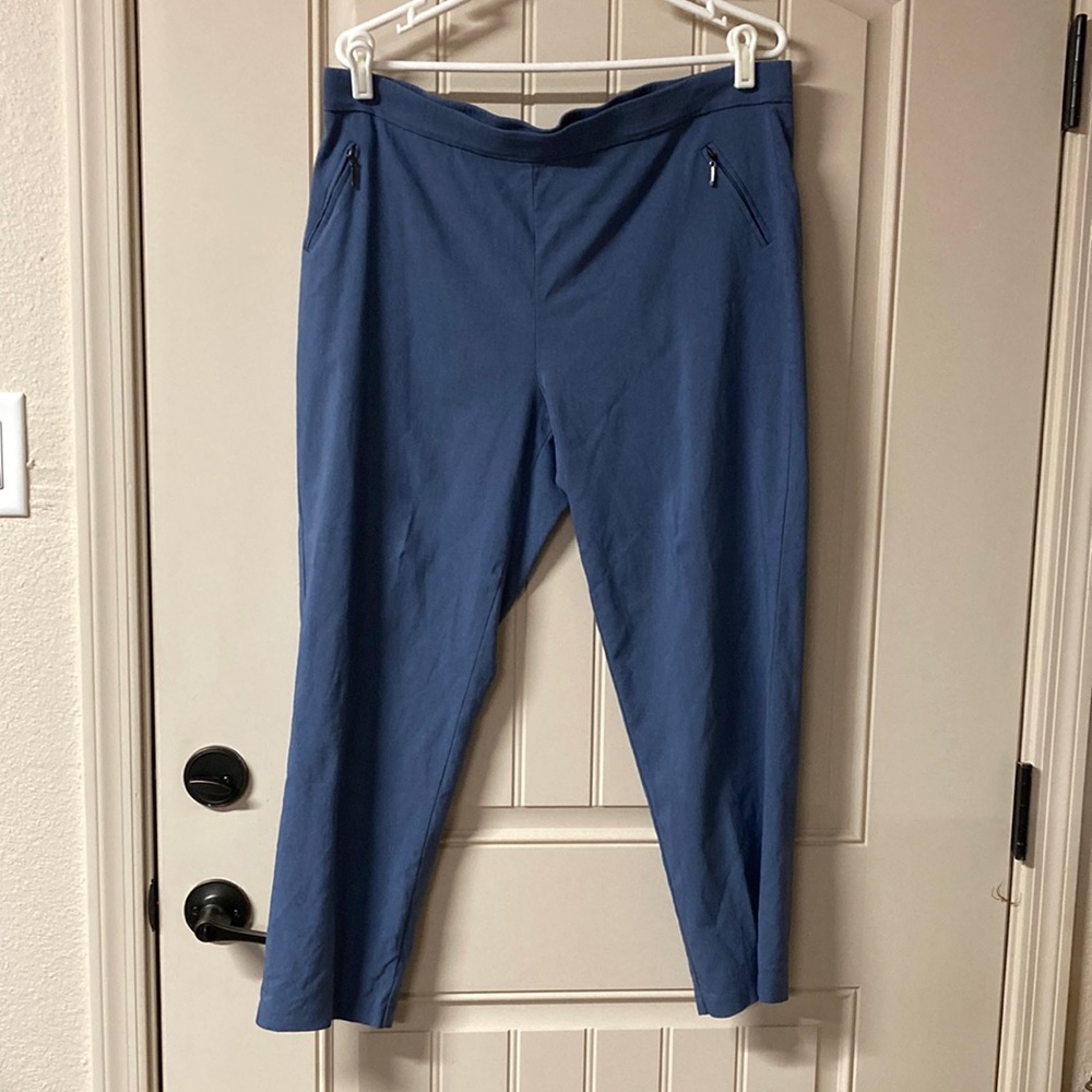 VERVE BLUES Pull On Stretch Pants Front Zipped Pockets Faux Back Pockets Size XL